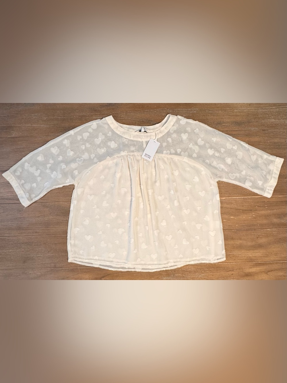 Rose & Olive Cream Heart Blouse #132